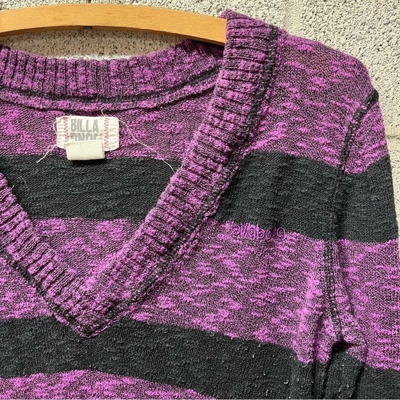 BillBong Purple And Black Striped V-Neck Sweater - Picture 5 of 7